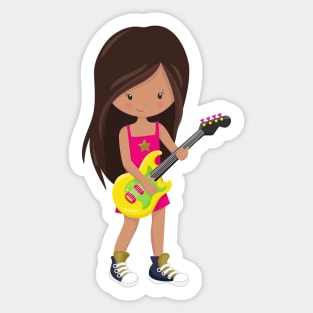 Rock Girl, Latina Girl, Guitar Player, Band, Music Sticker